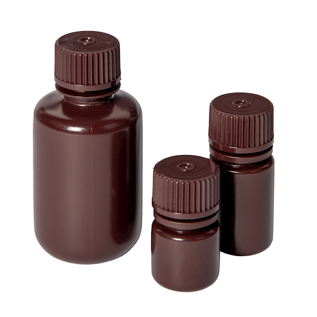 Narrow mouth bottle PE-HD brown 8 ml